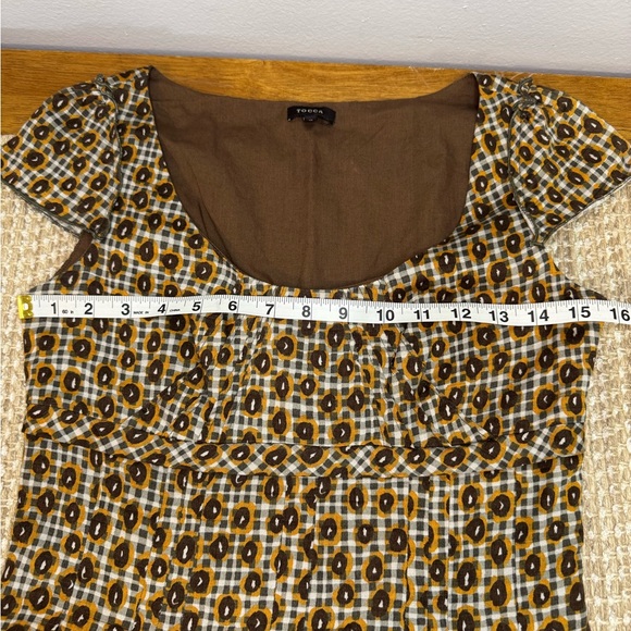 TOCCA Vintage Dress A Line Mini Brown Gold Cap Sleeves Womens 2 - Picture 3 of 5